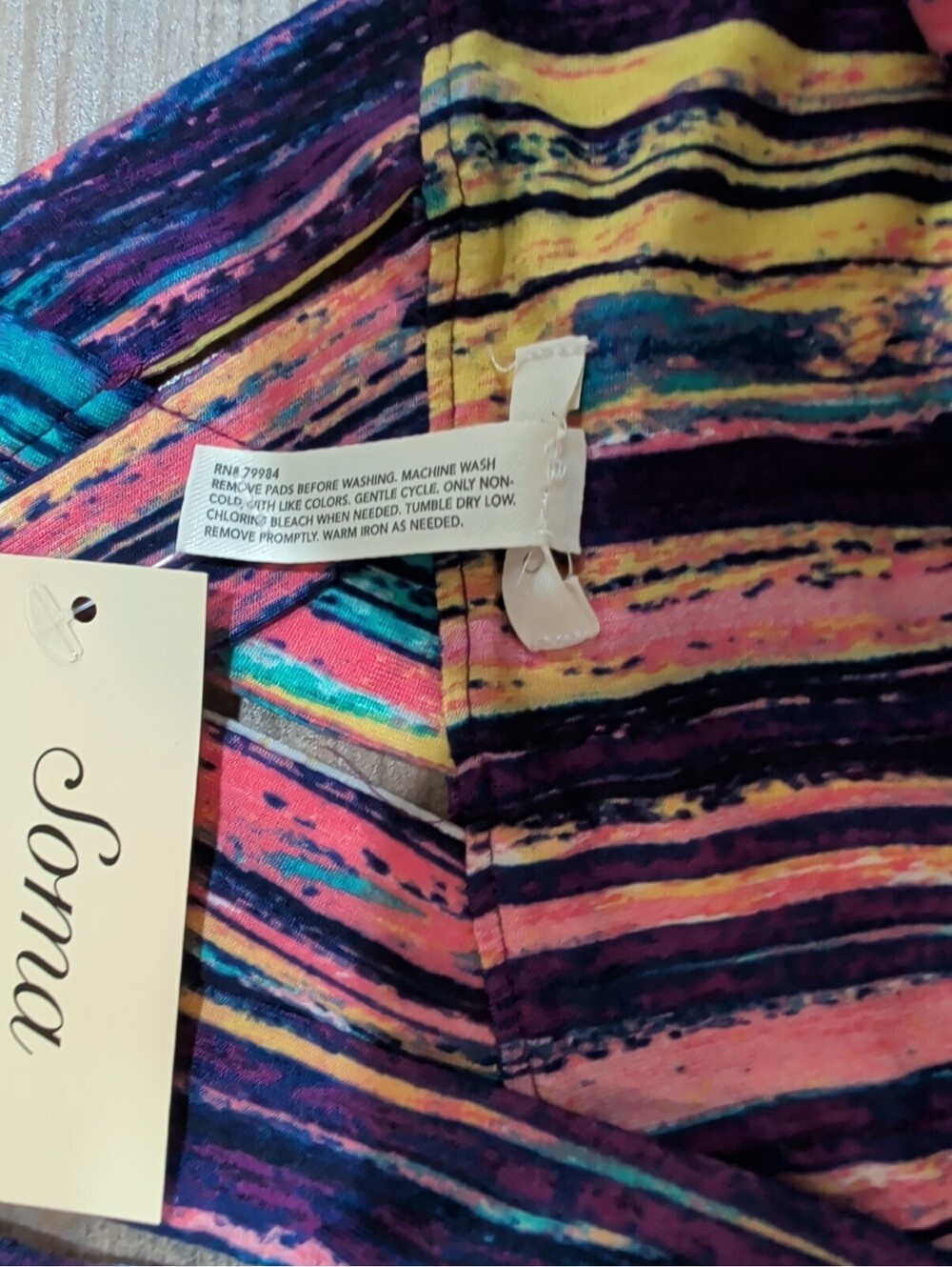 Soma Women's Empire Crossback Maxi Dress Waterfall Stripe Multi Purple Large Nwt - Picture 14 of 16
